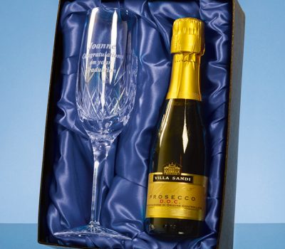 Blenheim Single Champagne Flute Gift Set with a 20cl Bottle of Prosecco
