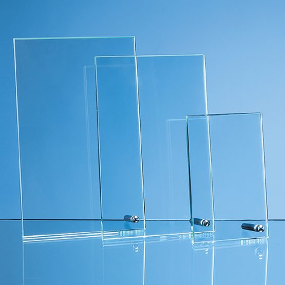 14cm x 8.5cm x 1cm Jade Glass Rectangle with Chrome Pin  H or V