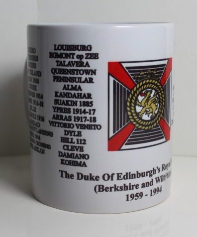 11oz White Mug with Dukes of Edinburgh's Royal Regiment Badge and Battle honours