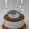 18cm Glass Bowl with single tier base and nickle plated engraving band