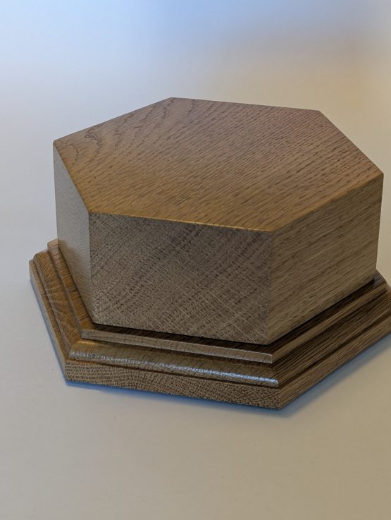 Solid Oak Hexagonal Trophy Base 122mm across flats and 50mm high - Image 2