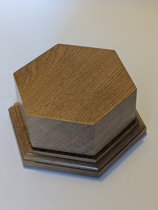 Solid Oak Hexagonal Trophy Base 122mm across flats and 50mm high - Image 3
